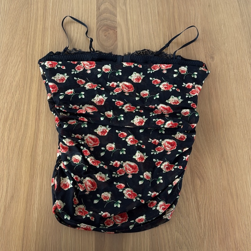 Vici Ellie Floral Mesh Corset Top size L never worn, stretchy, built in wire bra - Picture 3 of 3